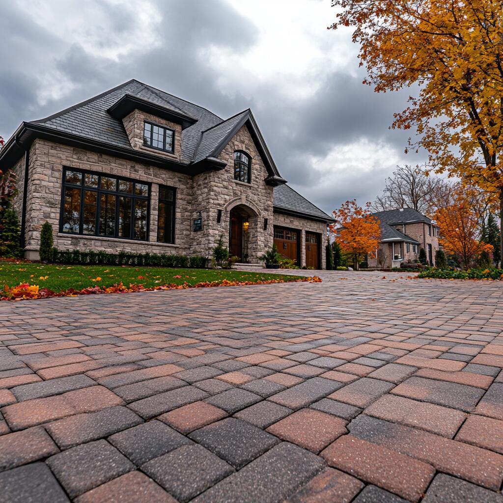 Brick driveway interlocking in Caledon