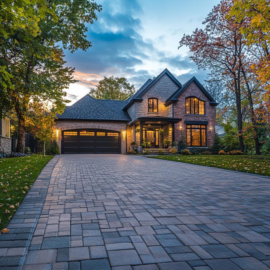 Brick driveway interlocking in Maple